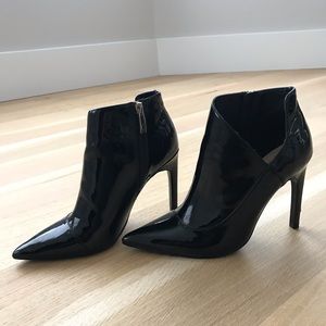 Black Zara patent finish ankle stiletto